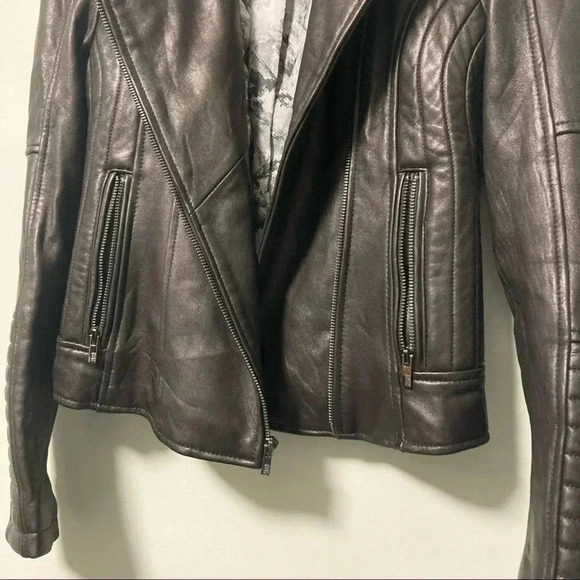 Black Rivet black leather motorbike  jacket - Picture 4 of 7